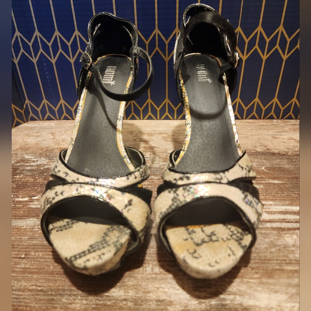 Nomi Snake Skin Peep Toe Heel